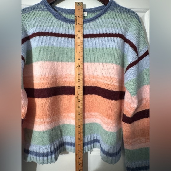 SUNDANCE Small Isabella Roll Neck Striped Wool Blend Pullover Sweater Warm Cozy - Picture 7 of 9